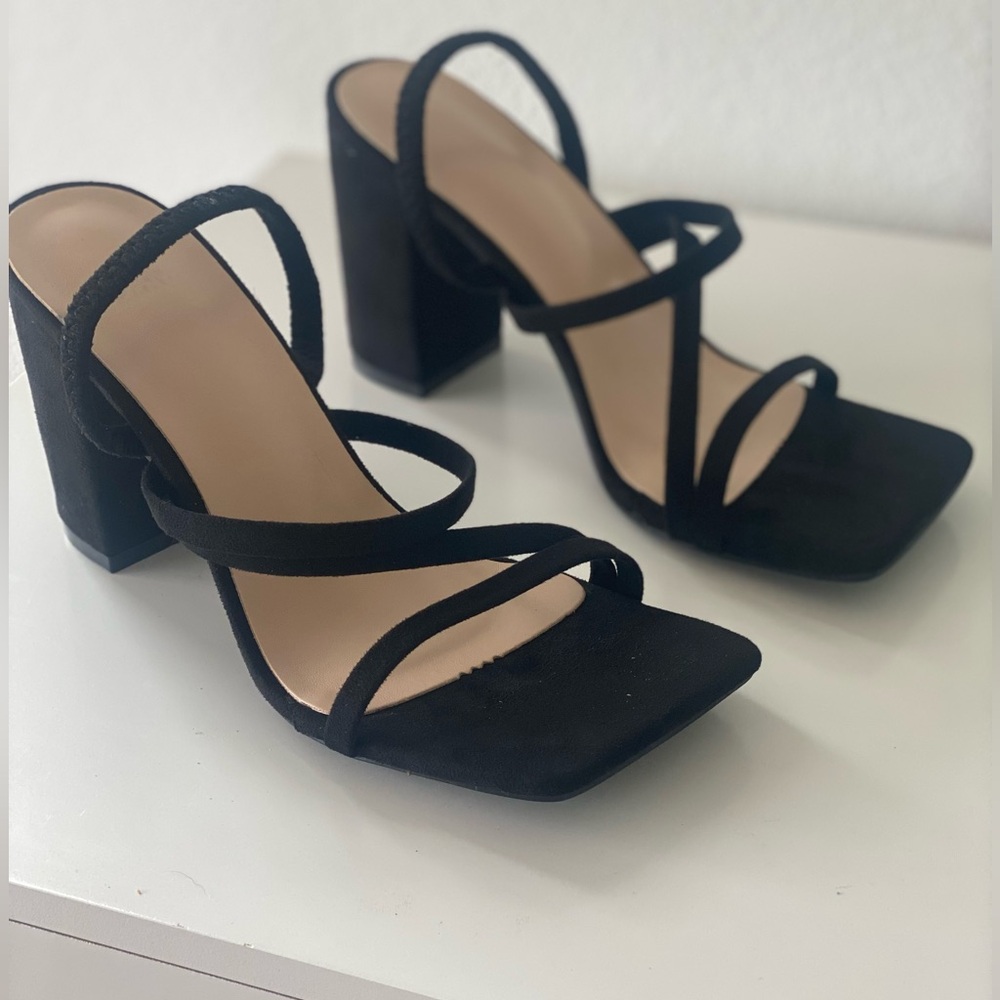 Black block heels